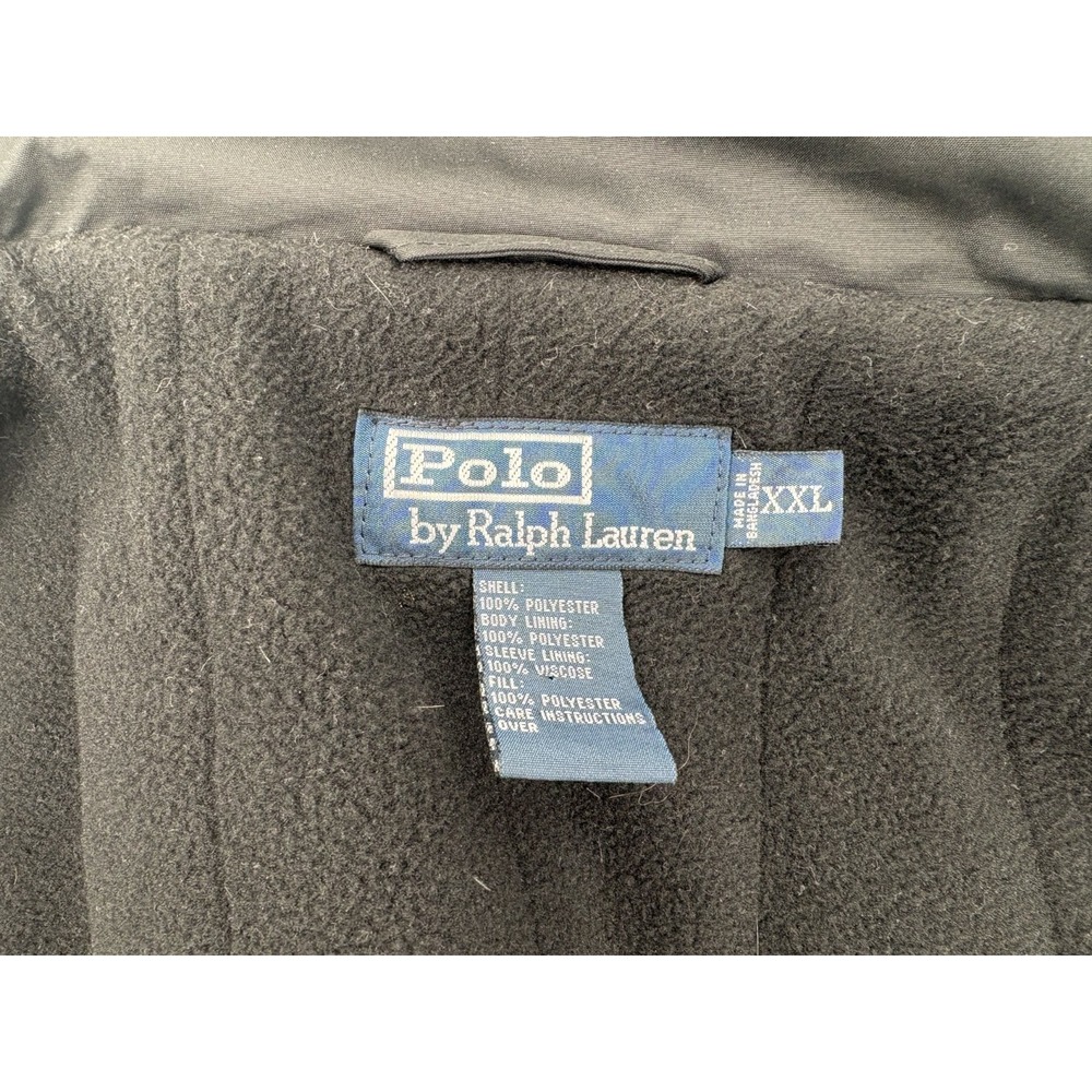 Polo Ralph Lauren VTG Jacket Men's Black Soft Shell Fleece Lined Hooded, XXL - Picture 10 of 11